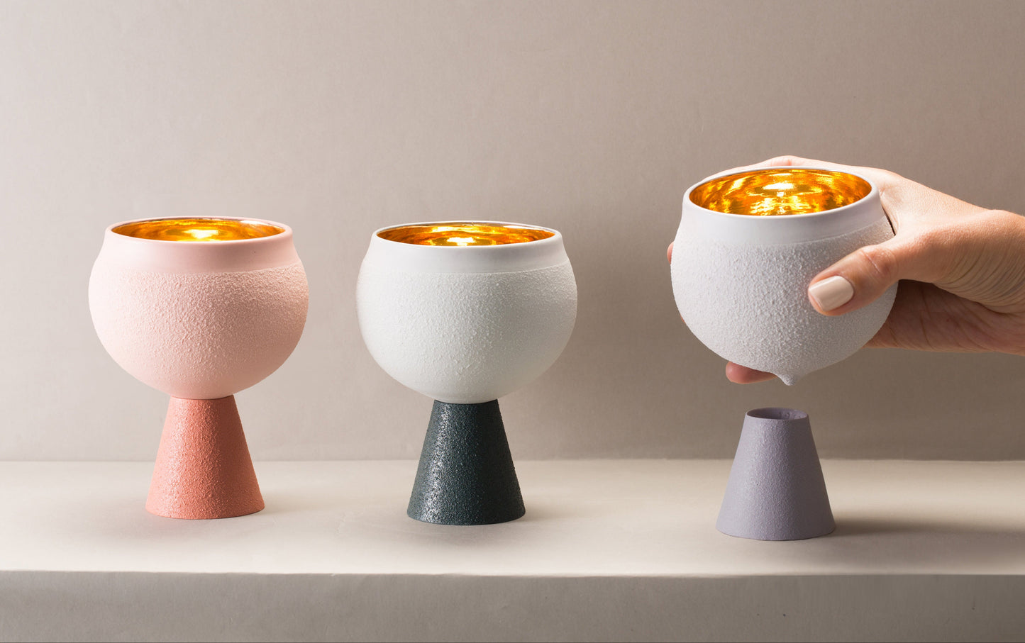 Porcelain Kiddush Cup in Terracotta and Blush