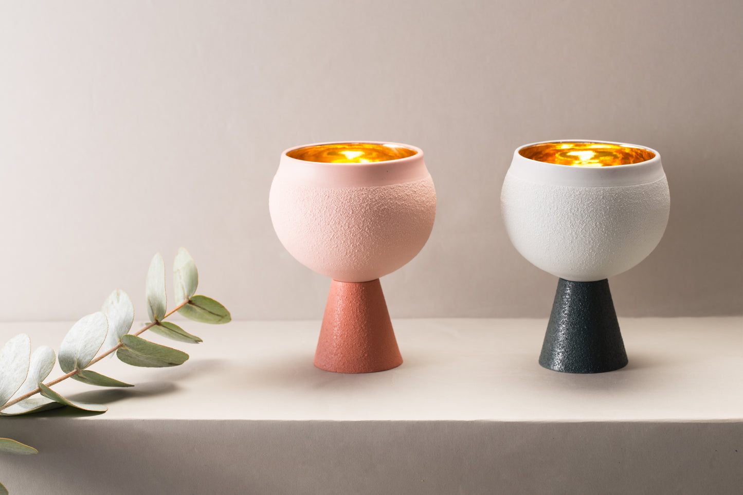 Porcelain Kiddush Cup in Terracotta and Blush