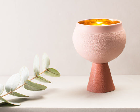 Porcelain Kiddush Cup in Terracotta and Blush