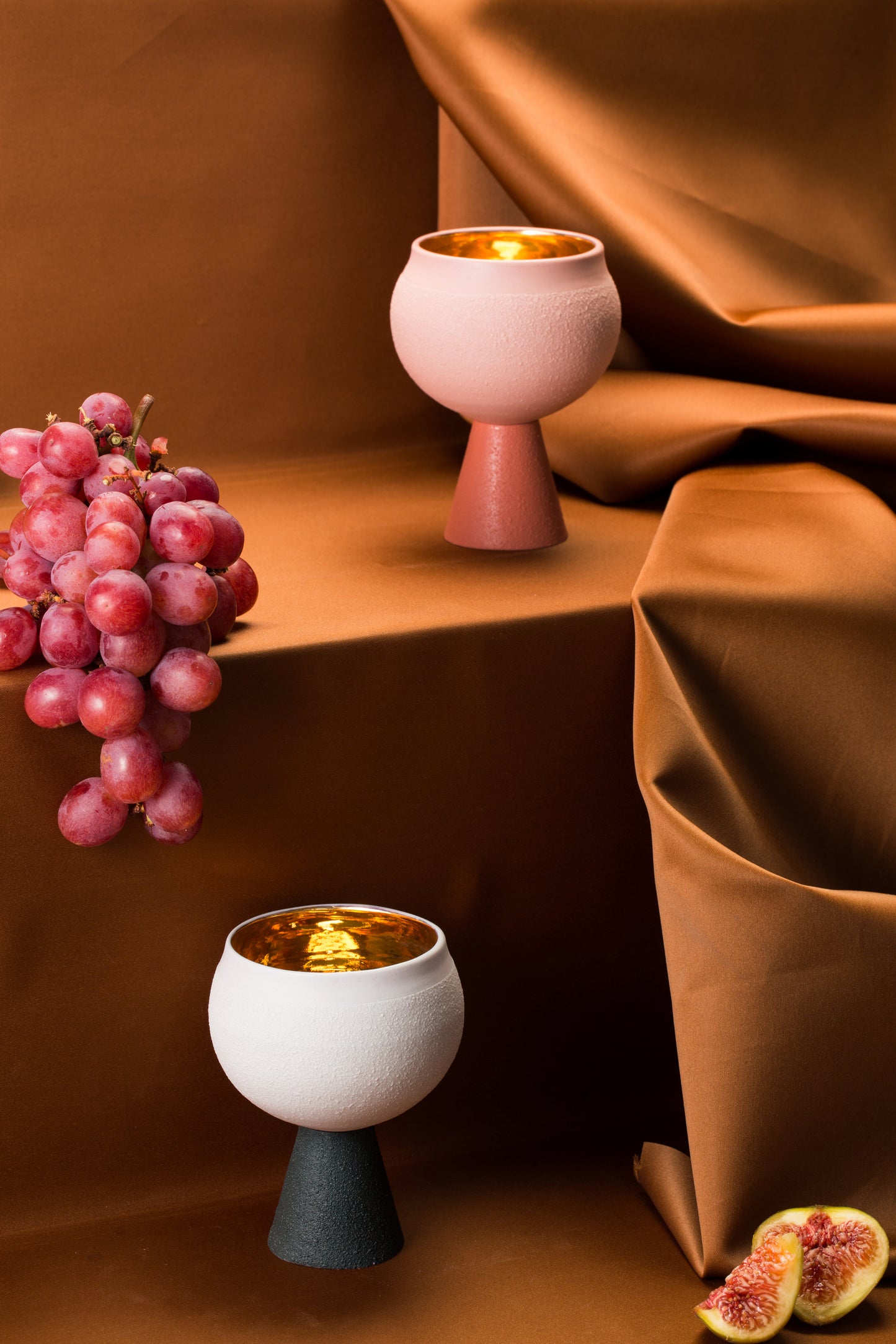 Porcelain Kiddush Cup in Terracotta and Blush