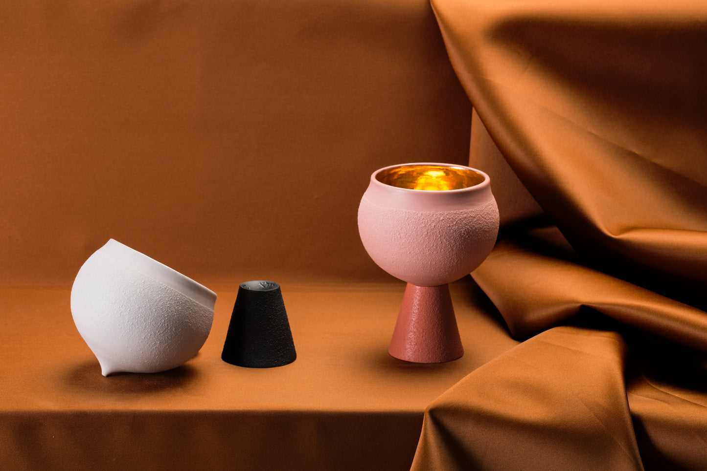 Porcelain Kiddush Cup in Silver Grey and Dark Teal