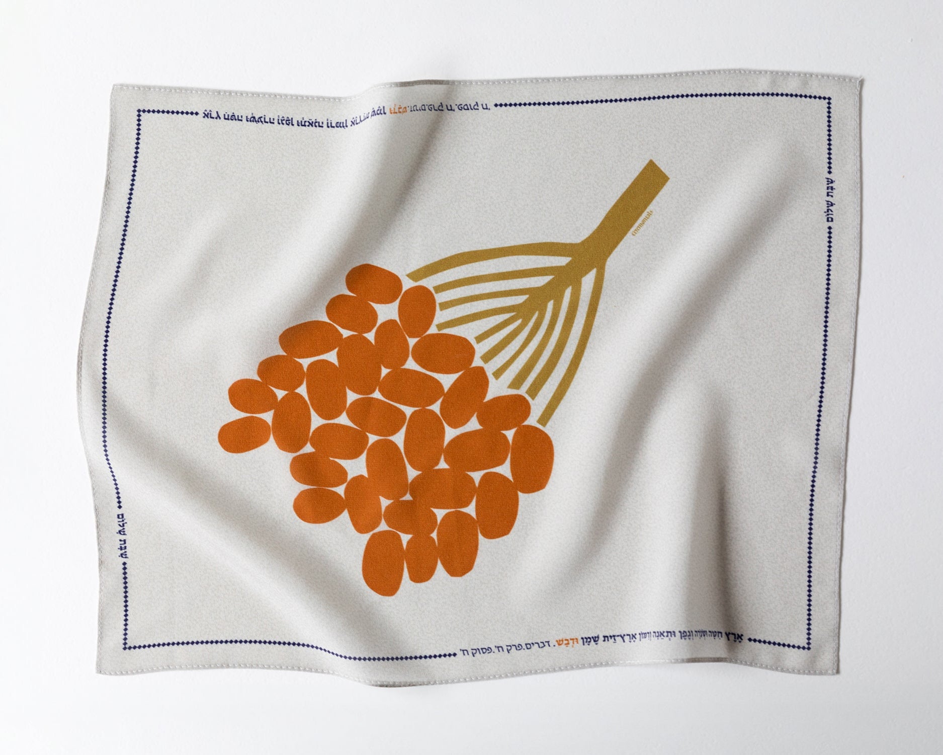 Silk challah cover, date palm on a beige background