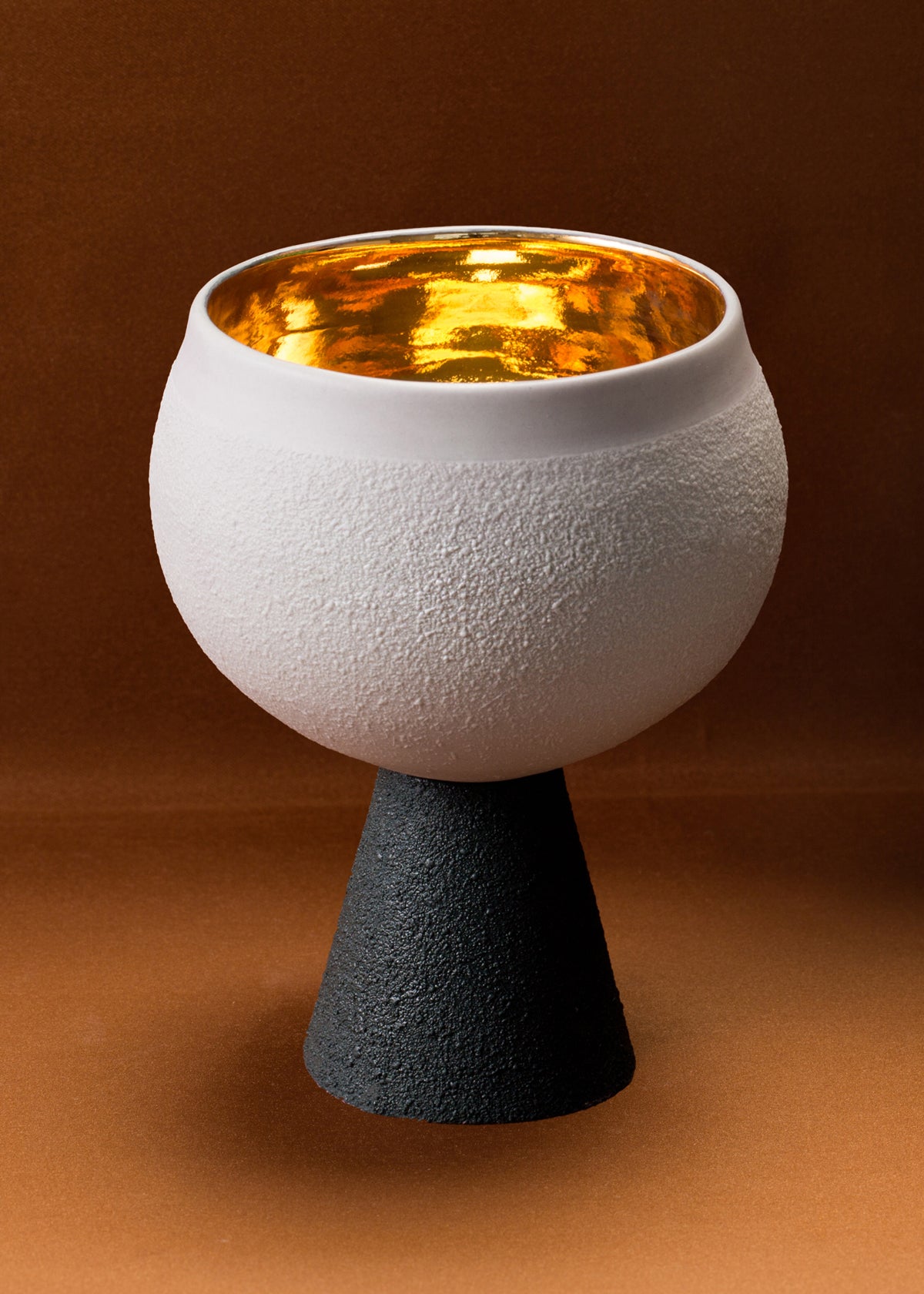 Porcelain Kiddush Cup in Silver Grey and Dark Teal