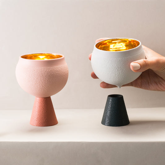 Porcelain Kiddush Cup in Terracotta and Blush